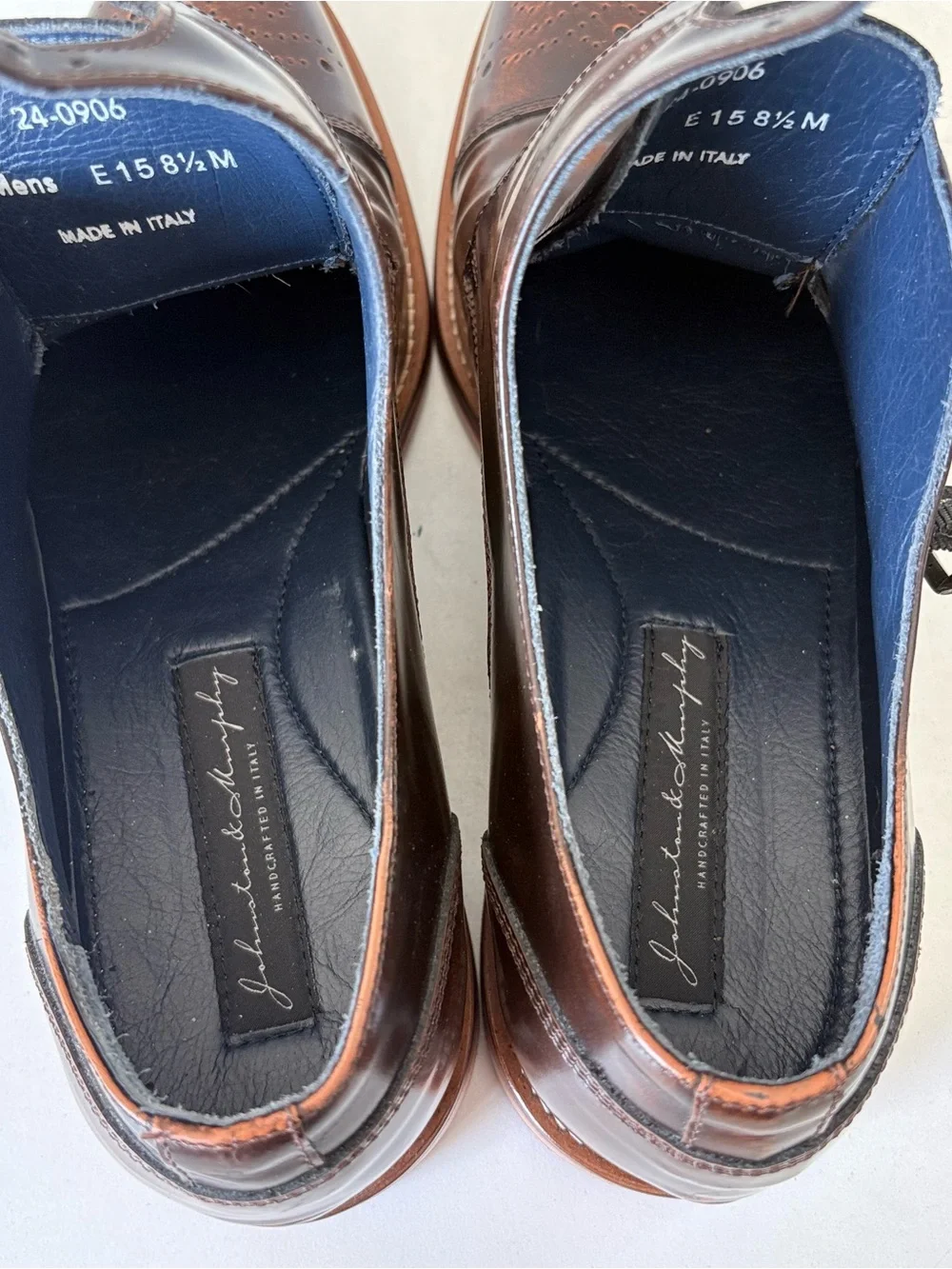 Johnston & Murphy Italy Brown Leather Double Monk Cap Toe Dress Shoes Men Sz 8.5